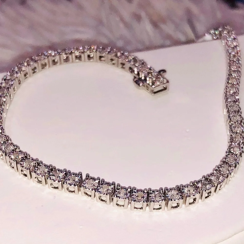 Real diamond tennis bracelet 1/2 ct Si Diamond Free appraisal, posh authenticate - Picture 4 of 8